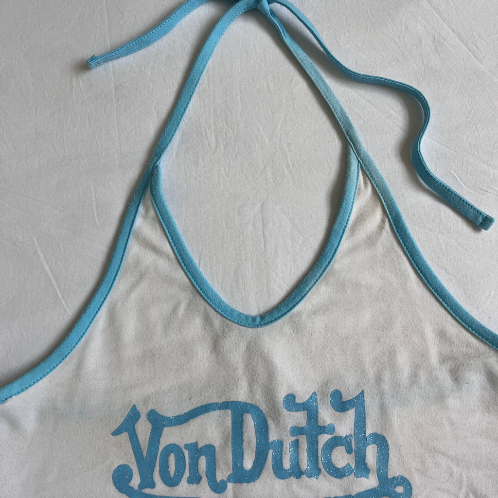 von dutch sparkly blue halter top