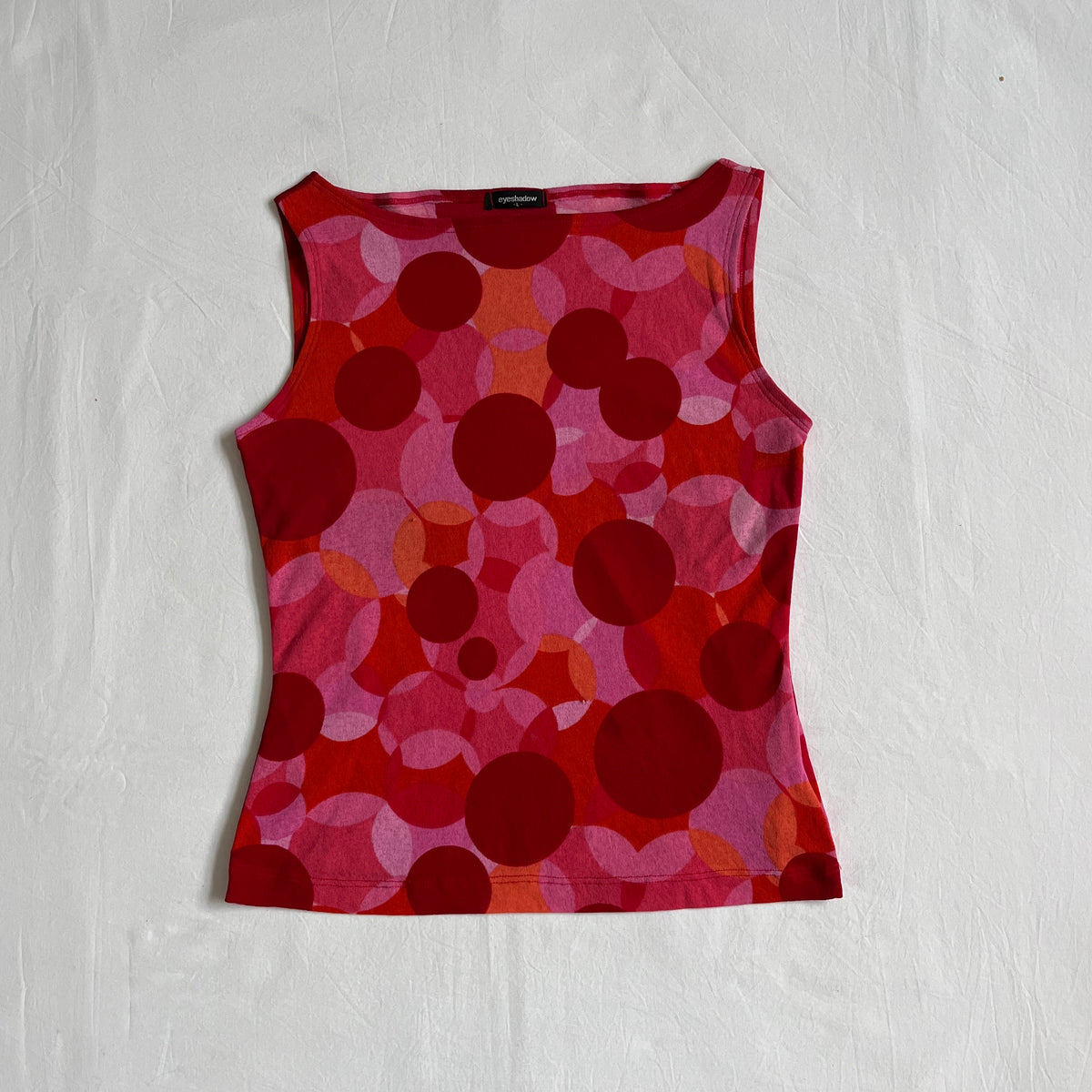 pink polka dot boatneck top
