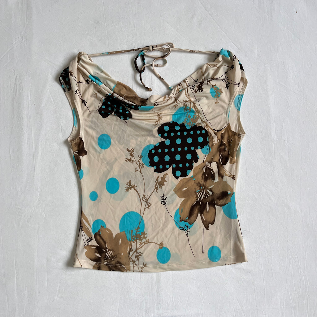 floral cowl neck top