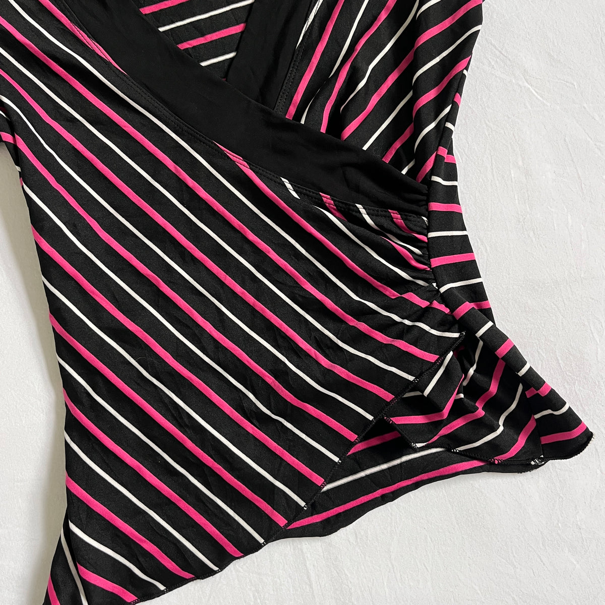 pink & black striped wrap top