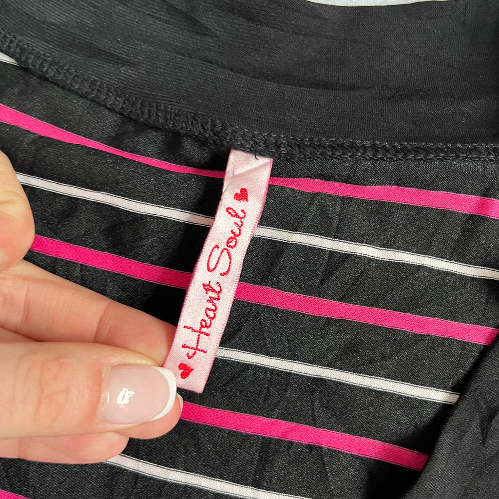 pink & black striped wrap top