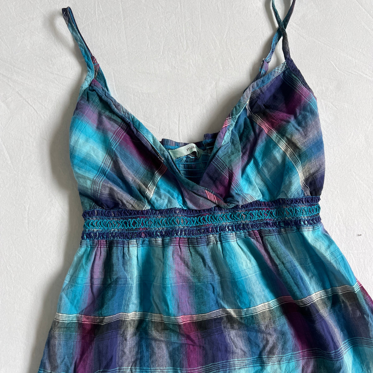 blue & purple plaid babydoll cami