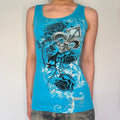 blue fleur de lis rhinestone tank top