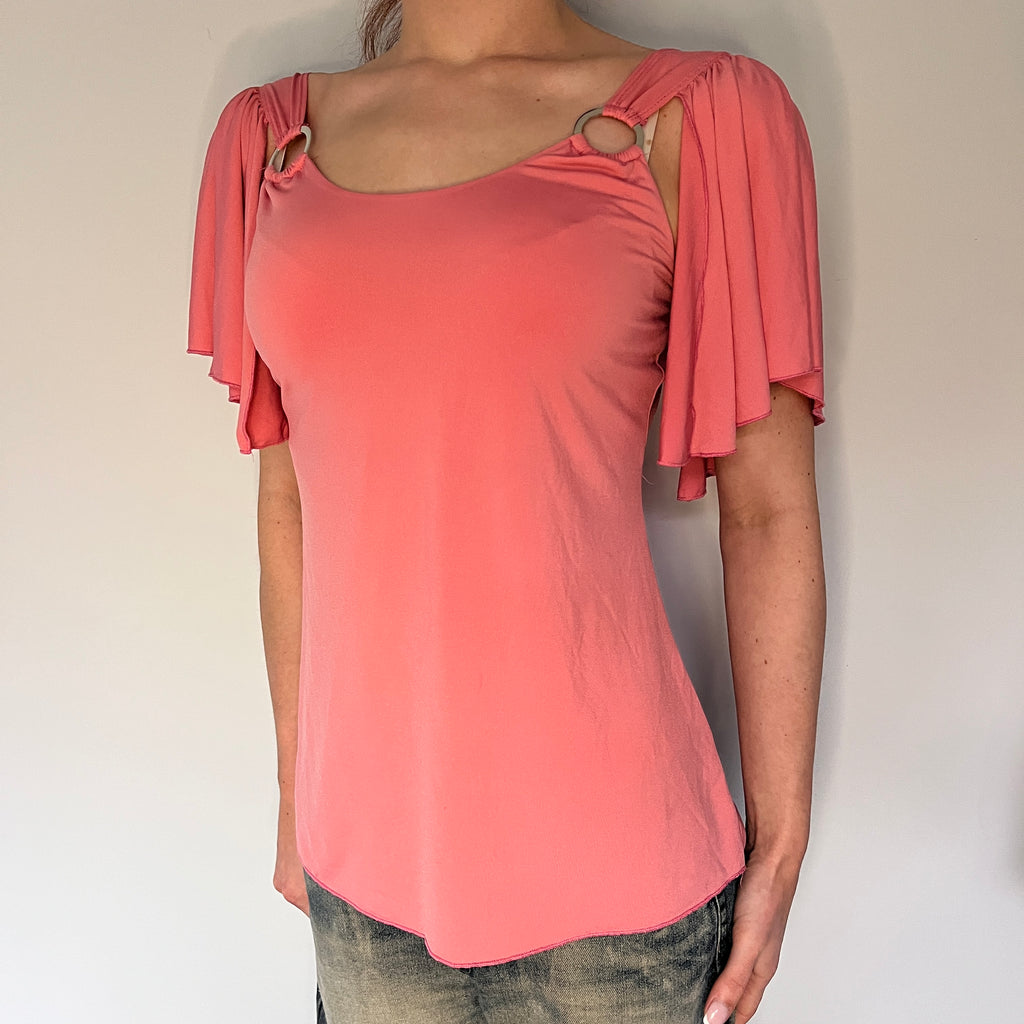 pink batwing style top