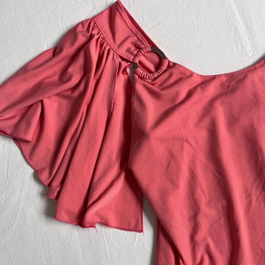 pink batwing style top