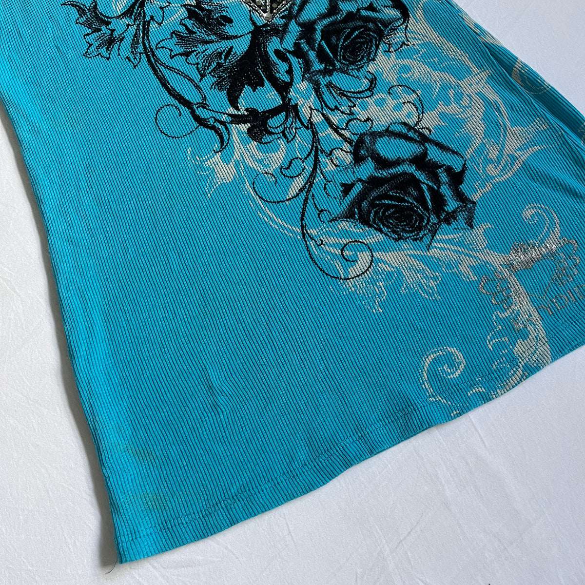 blue fleur de lis rhinestone tank top