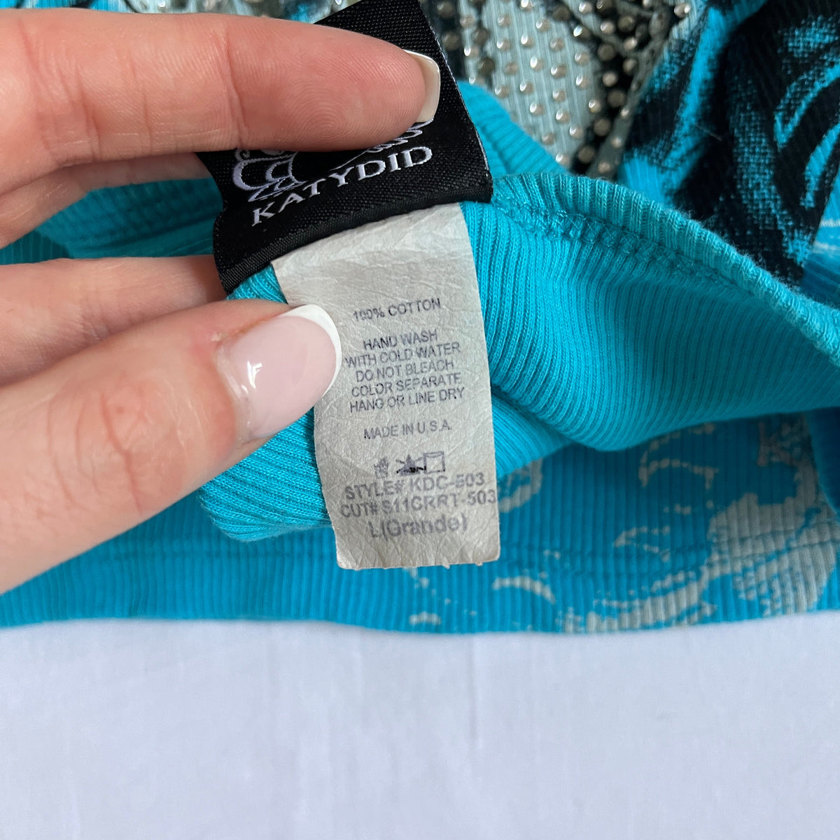 blue fleur de lis rhinestone tank top