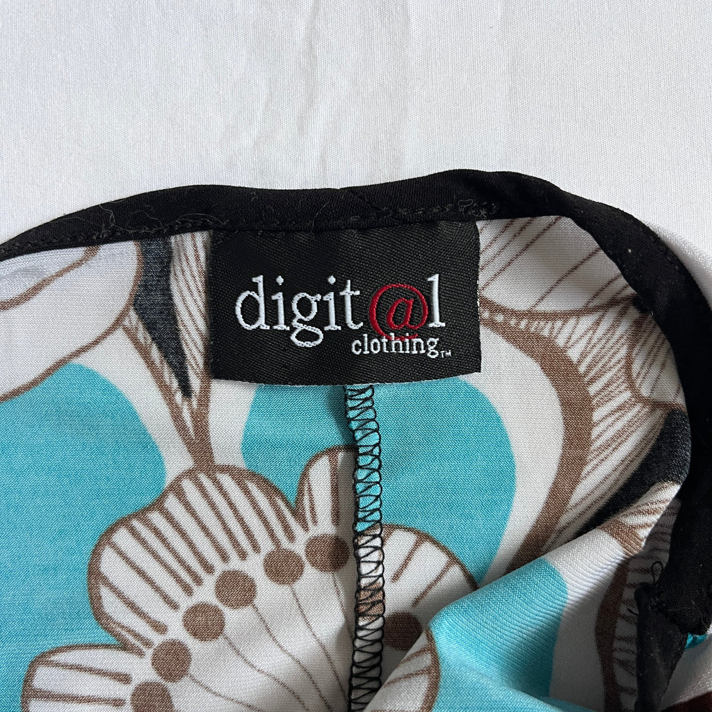 black & blue floral long halter top