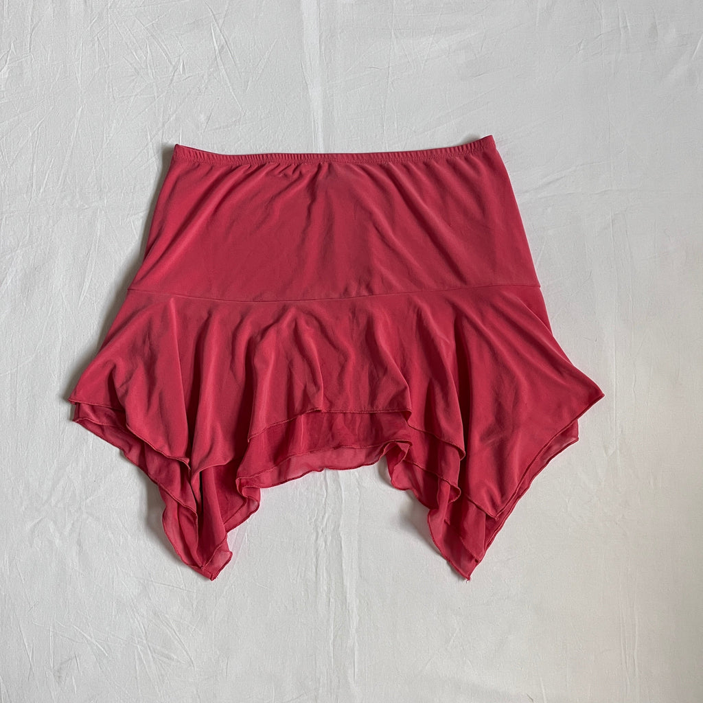 pink asymmetrical mini skirt