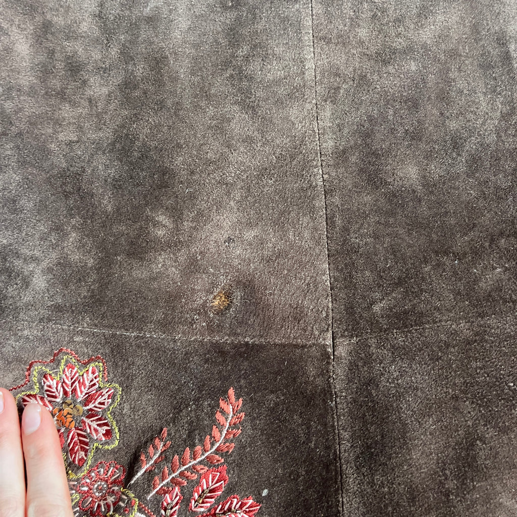 Derhy suede leather beaded midi skirt
