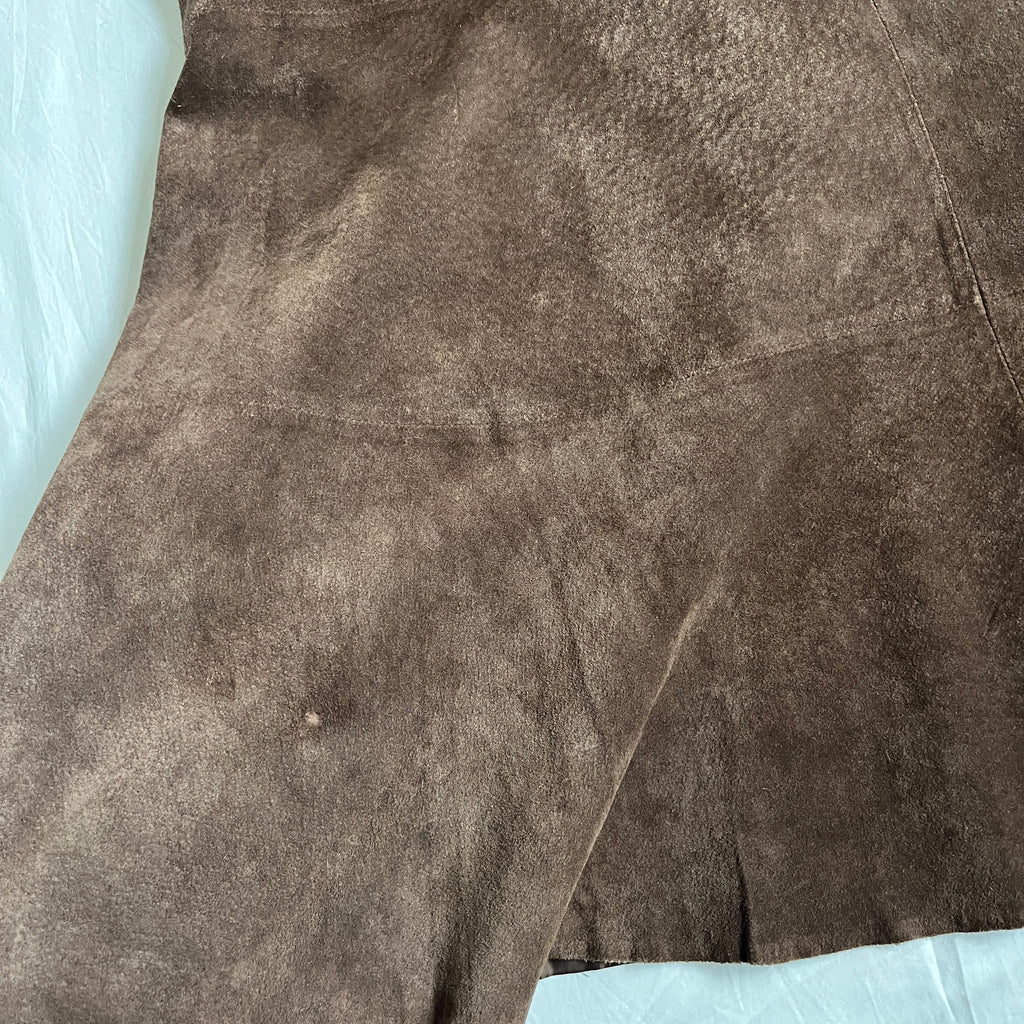 Derhy suede leather beaded midi skirt
