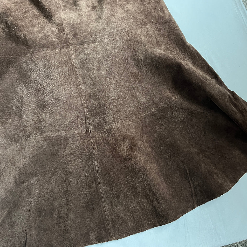 Derhy suede leather beaded midi skirt